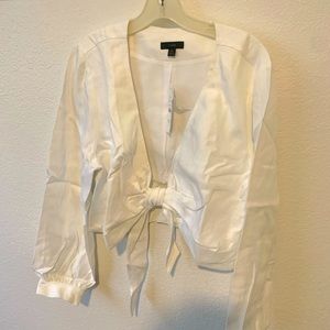 NWT J.CREW WHITE LINEN TIE FRONT TOP/JACKET XXL